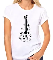 Comprar Remera De Mujer Dibujo Guitarra Flores Arte Dibujo Lineas