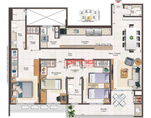 Imagem 21 de 23 de Apartamento Com 3 Dormitórios À Venda, 108 M² Por R$ 785.222,00 - Campinas - São José/sc - Ap0058