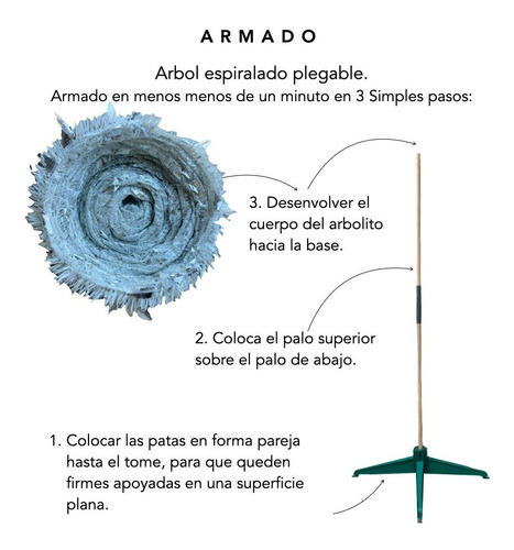 Imagen 4 de 10 de Arbol De Navidad Espiral Plegable 1,10 Mts Hojas Metalizado