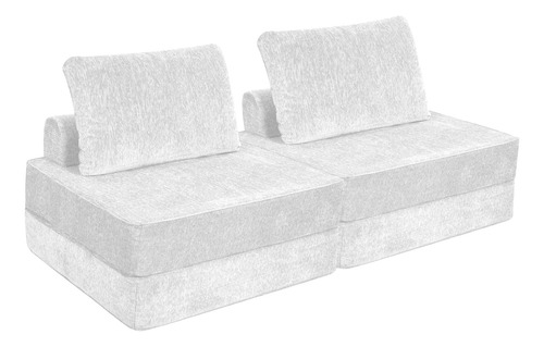 Sofá Cama Individual Plegable + Cojín Espacio Optimizado Blanco Liso