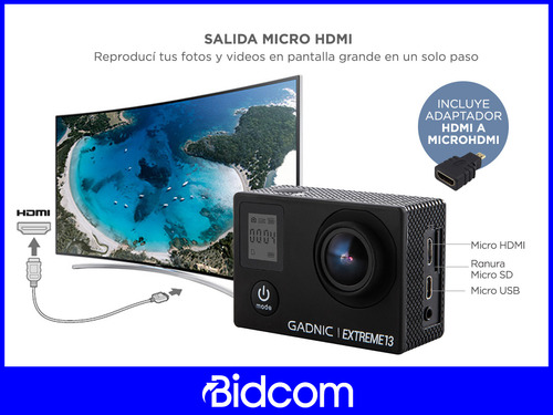 Imagen 7 de 10 de Camara Para Deportes Gadnic 4k Pantalla Touch Sumergible 30m