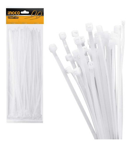 Pack 100 Amarras Plasticas Blancas 7.2x400mm Ingco Hct4001