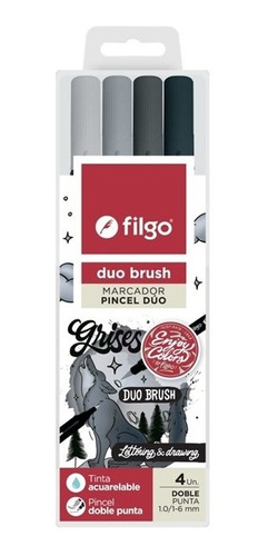 Marcador Marcadores Filgo Duo Brush Grises Lettering 4 Un