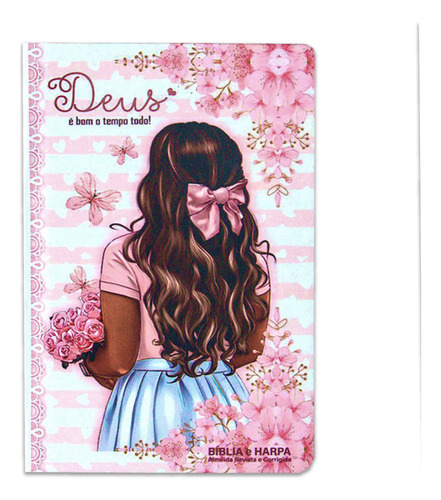 Kit 2 Biblias Sagrada - Palavra De Jesus Em Vermelho -capa Dura Média Flores Aquarela E Menina Lilás C/ Harpa, De João Ferreira De Almeida., Vol. 2. Editorial King'cross, Capa Dura Em Português, 2025