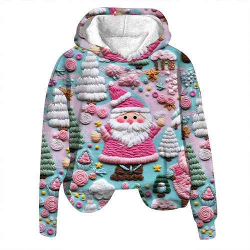 Sudadera De Manga Larga Para Mujer Diseño De Papá Noel