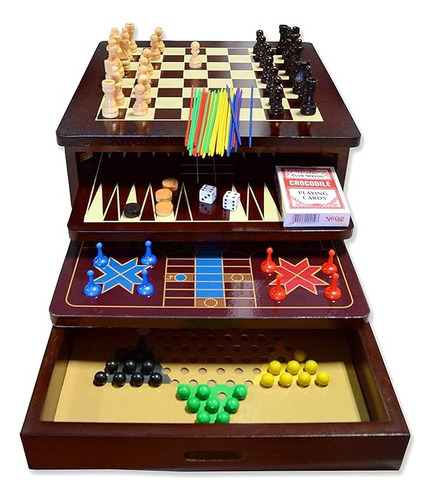 Juegos De Mesa 12 En 1 * Ajedrez Backgammon Damas Solitario
