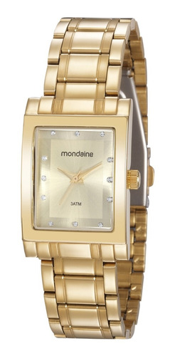 Relógio Mondaine Feminino Dourado Quadrado Barato