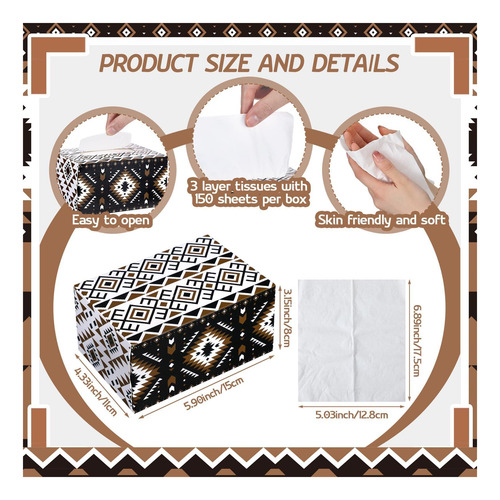 Fourluoo, 6 Pacotes, Bohemia Retangle Facial Themes Bulk 3 P