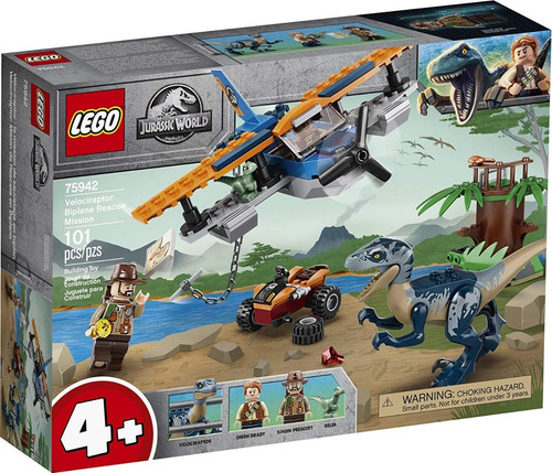 Lego Jurassic World 75942 Velociraptor Rescate 101 Pzs Dino