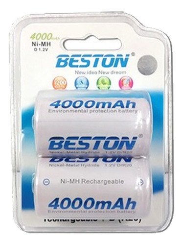 Bst-dr20 - Bateria Beston Tipo D Recargable Bl X 2