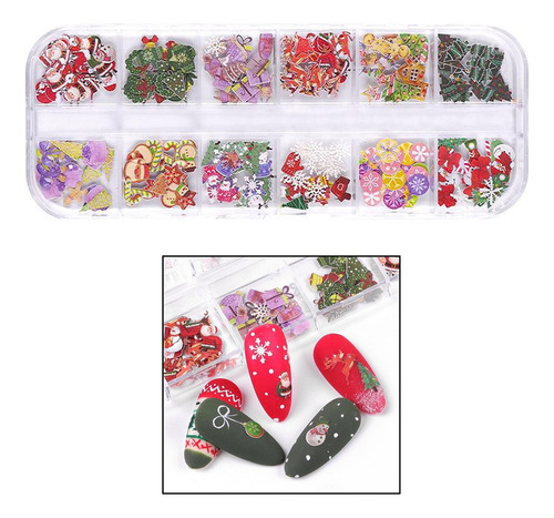 ! Pegatinas De Uñas De Navidad, 1 Caja 12 Rejillas Muñeco De
