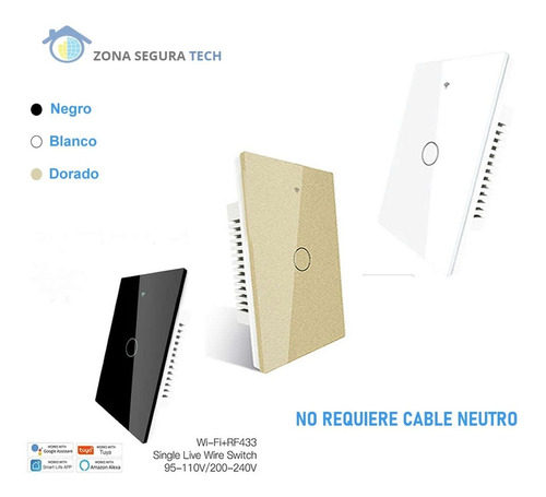 Imagen 1 de 6 de Interruptor De Pared Tuya Smart Wifi Simple 1ch Alexa Google