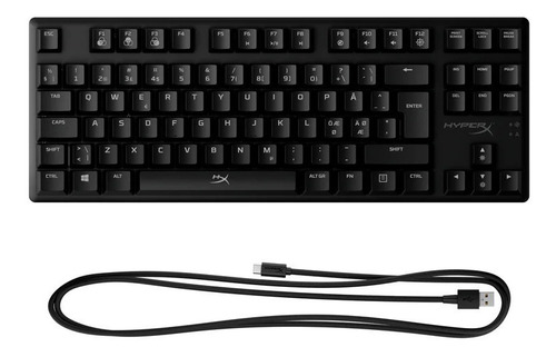Teclado gamer HyperX Alloy Origins Core QWERTY Red- Linear inglés US color negro con luz RGB