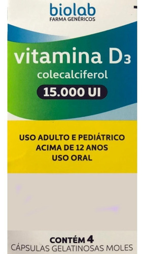 Vitamina D3 15.000 Ui Com 4 Cápsulas Similar Ao Alta D Sabor Neutro