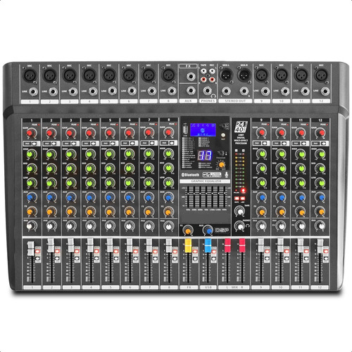 Consola Mixer Sonido 12 Canales Bluetooth Rep Usb Eq Efectos
