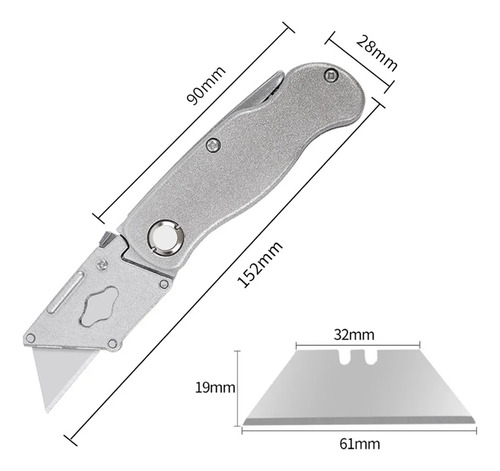 3pcs Navaja Multiusos Plegable + Hojas Intercambiables Cuchillo Retráctil Cuchillo Cortador De Caja Para Cortar