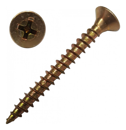 Tornillo Fix 2,5 X 10 Dorado Para Madera Por 5000u.