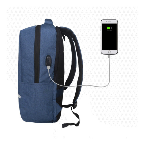 Imagen 3 de 7 de Mochila Porta Notebook 15.6 Antirrobo Usb Hasta 17 Pulgadas