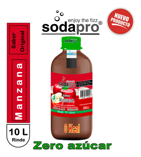 Sodapro Jarabe Concentrado Sabor Manzana Zero Bot. X 500cc.