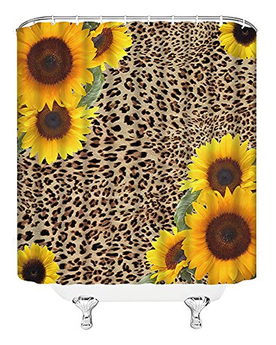 Cortina De Ducha Estampada De Leopardo, Estampado De Pi...