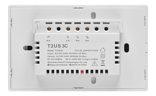 Imagen 4 de 10 de Sonoff T2us3c-tx 3 Gang Smart Wifi Interruptor De Luz De Par