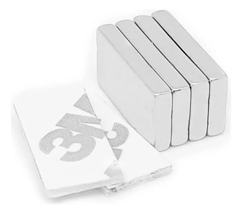 10x Iman De Neodimio Rectangular 20 X 10 X 1 Mm Autoadhesivo