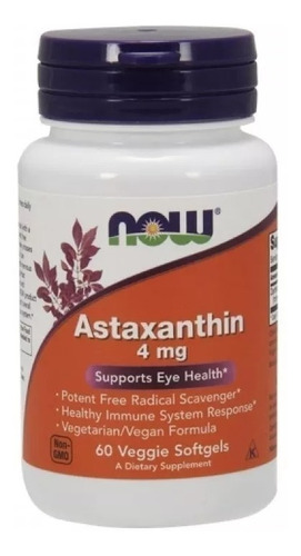Astaxantina (astaxanthin) 4mg - 60 Softgels - Importada Eua