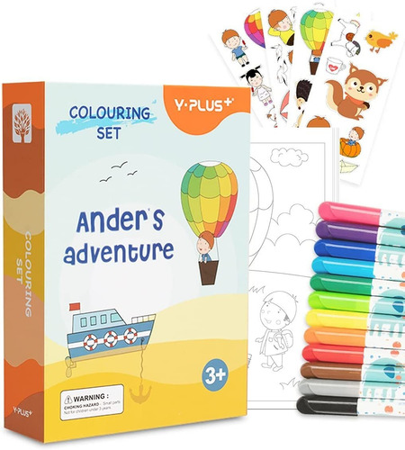 Yplus Juego De Colorear Para Niños, 12 Rotuladores De Colore