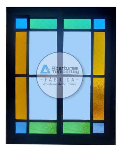 Ventana Módena Aluminio Negro 200x200 Vitreaux Premium