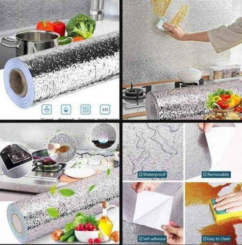 Imagen 4 de 5 de Papel Aluminio Adhesivo Para Cocina 60 X 5 Metros