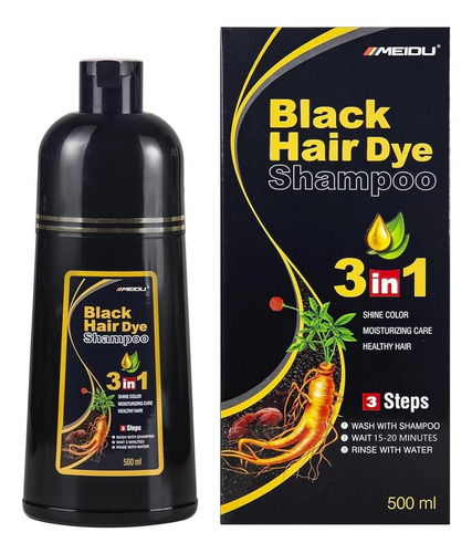 Ivnil Meidu Black Hair Dye Shampoo 3 En 1 Para Cobertura De