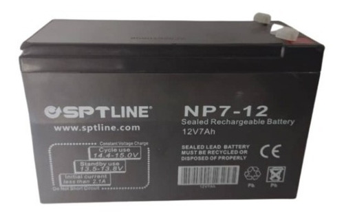 Imagen 1 de 5 de Batería Pila 12v 7ah Recargable Sptline Ups Cerco Eléctrico