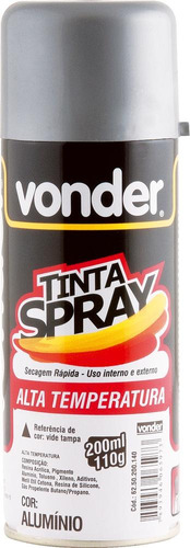 Tinta Spray Alta Temperatura Alumínio 200ml/110g Vonder