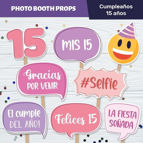 Photo Props Cumple 15 Años Carteles Imprimibles - Rosados