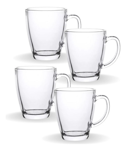 4 Xícaras Presente Vidro 350ml Grande Resistente Café Mãe