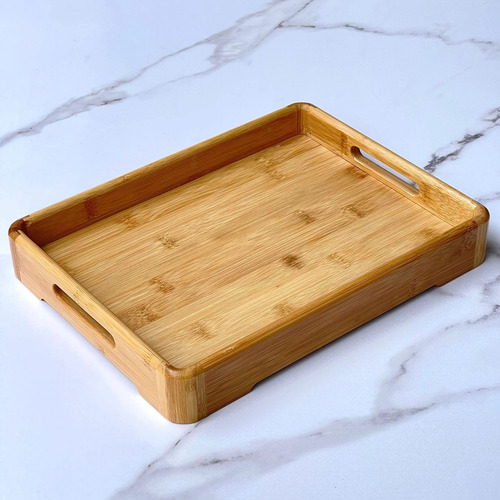 Bandeja Rectangular Bambu Largo 33cm X Ancho 25cm X Alto 5cm