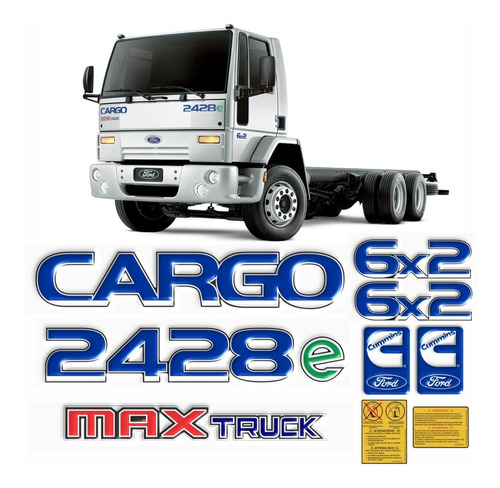 Adesivo Resinado Para Ford Cargo 2428e Maxtruck 6x2 17644 Cor Azul
