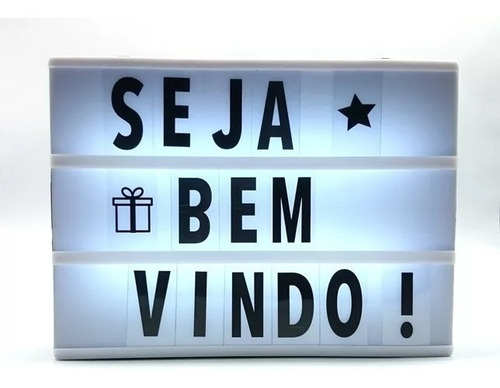Light Box Cinema Led Luminária Letreiro+cabo Usb E 96 Letras