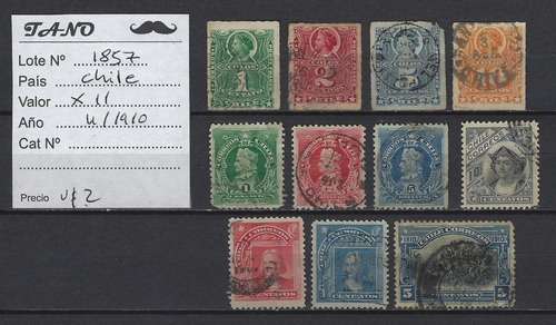 Lote1857 Chile 11 Estampillas Antiguas Hasta 1910