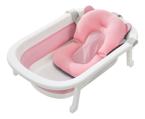 Banheira De Bebe Dobrável Retrátil Com Termometro e Boia Teu Baby Rosa