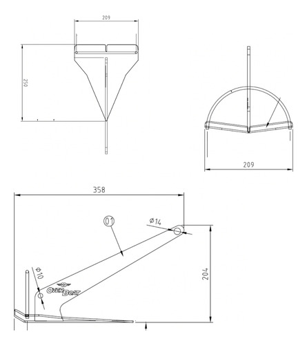 Âncora Aço Inox 1,4 Kg Rocna Jet Ski Barcos Lancha 16 Pés