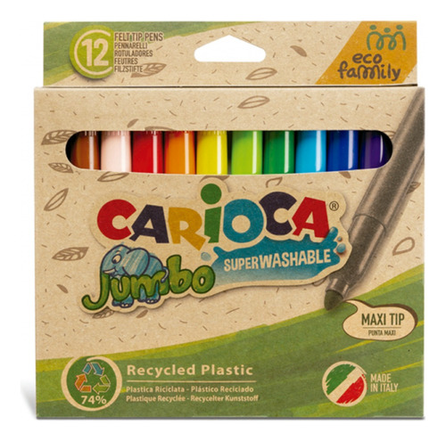 Marcadores Carioca Ecológicos Jumbo 12 Colores