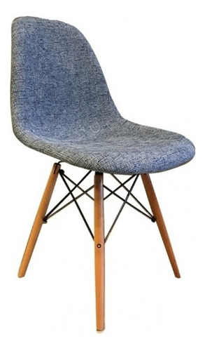 Silla De Comedor Tapizada Lino Plástico Diseño - Eames Estructura De La Silla Azul