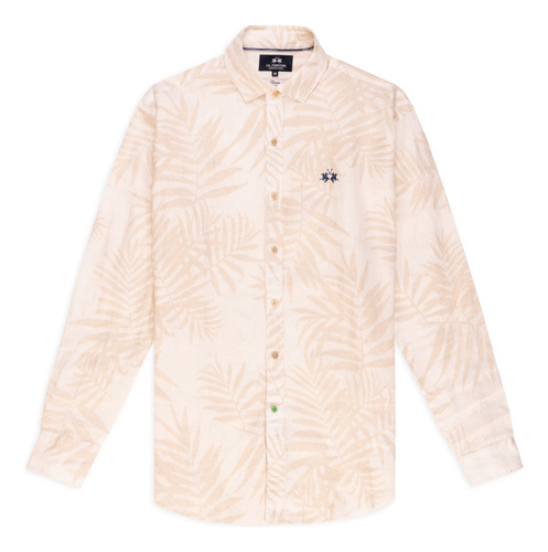 Camisa De Lino Tropical Beige Hombre La Martina