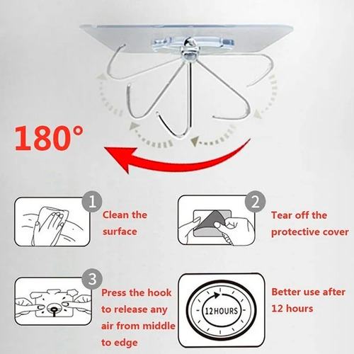 Imagen 8 de 10 de Gancho Adhesivo Para Pared / Colgador Metálico Con Adhesivo