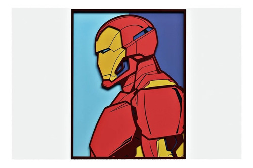 Cuadro Decorativo Iron Man Avengers Vengadores Perfil Madera