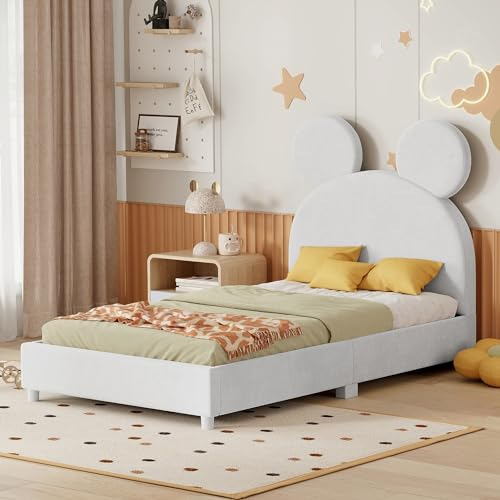 Cama Doble Con Plataforma Tapizada Y Cabecera En Forma De Or