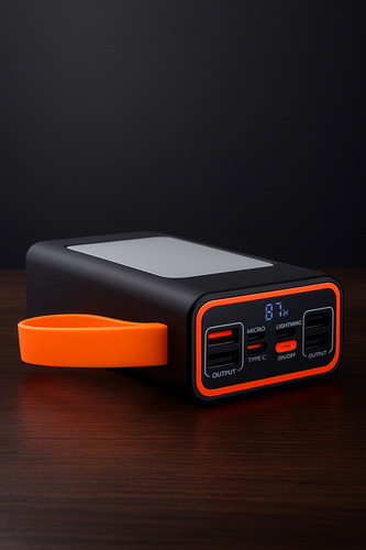Power Bank 30000mah Carregador Portátil Super Rápido Com Fonte Solar 4 Portas De Carregamento Usb 2 Portas Usb-c 1 V-micro E 1 Compatível Com iPhone Powerbank Turbo Power Bank Carregador Portátil