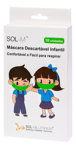 Imagem 3 de 7 de 10 Máscaras Descartáveis Tripla Camada Infantil Verde