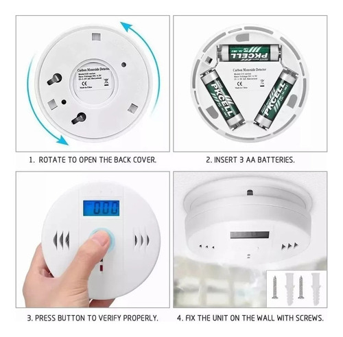 De Detector De Monóxido De Carbono Autônomo Digital Alarme